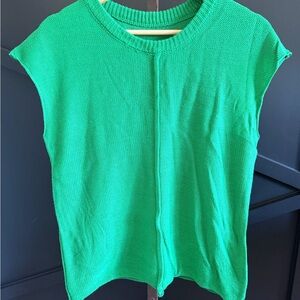 Bright Green Knit Cap Sleeve Top